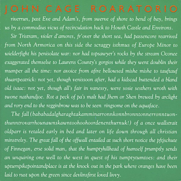 John Cage: Roaratorio album cover